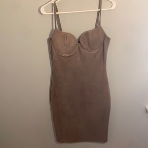 Suede like material, bodycon midi dress